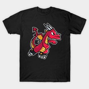 Red Fire Dragon Retro Roller Skate product T-Shirt